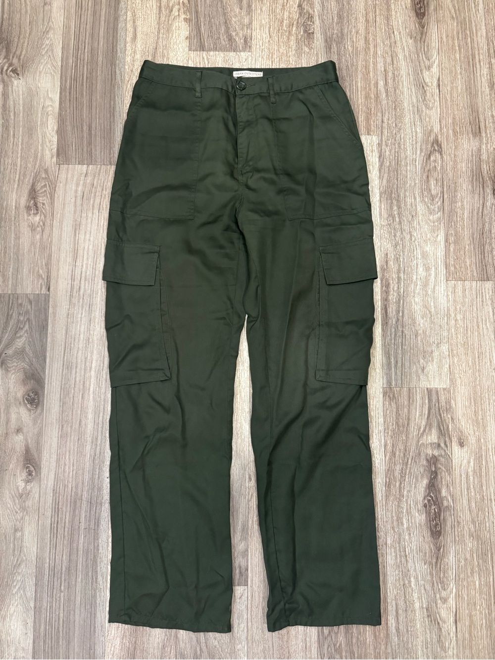Urban Outfitters 100% Lyocell Dark Olive Wide Leg Cargo Utility Pants